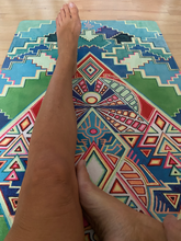 Yoga mat with hand-painted print: Island of the Gods
